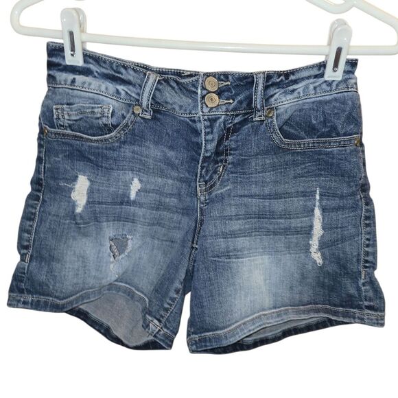 Vanity Blue Distressed Jean Shorts Ripped Jeans Womens Shorts Casual Beach Boho - Picture 1 of 16